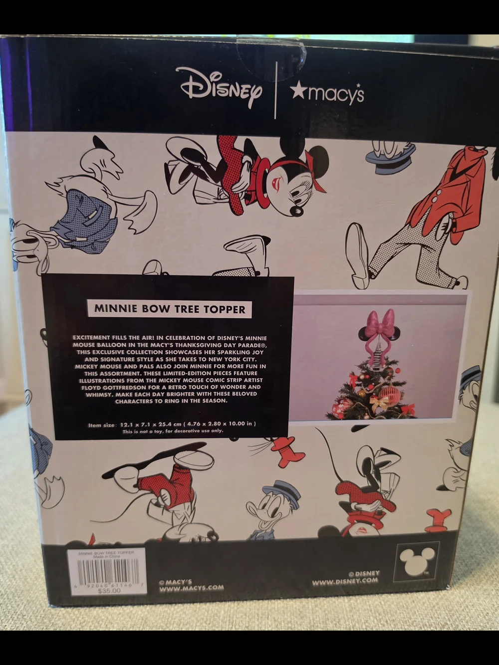 Disney Minnie Bow Tree Topper - Pink Glitter with Black Ears